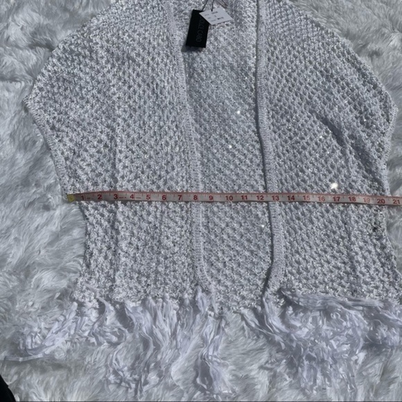 DOLCE CABO White Crochet Tassel Cardigan Small - Picture 6 of 9